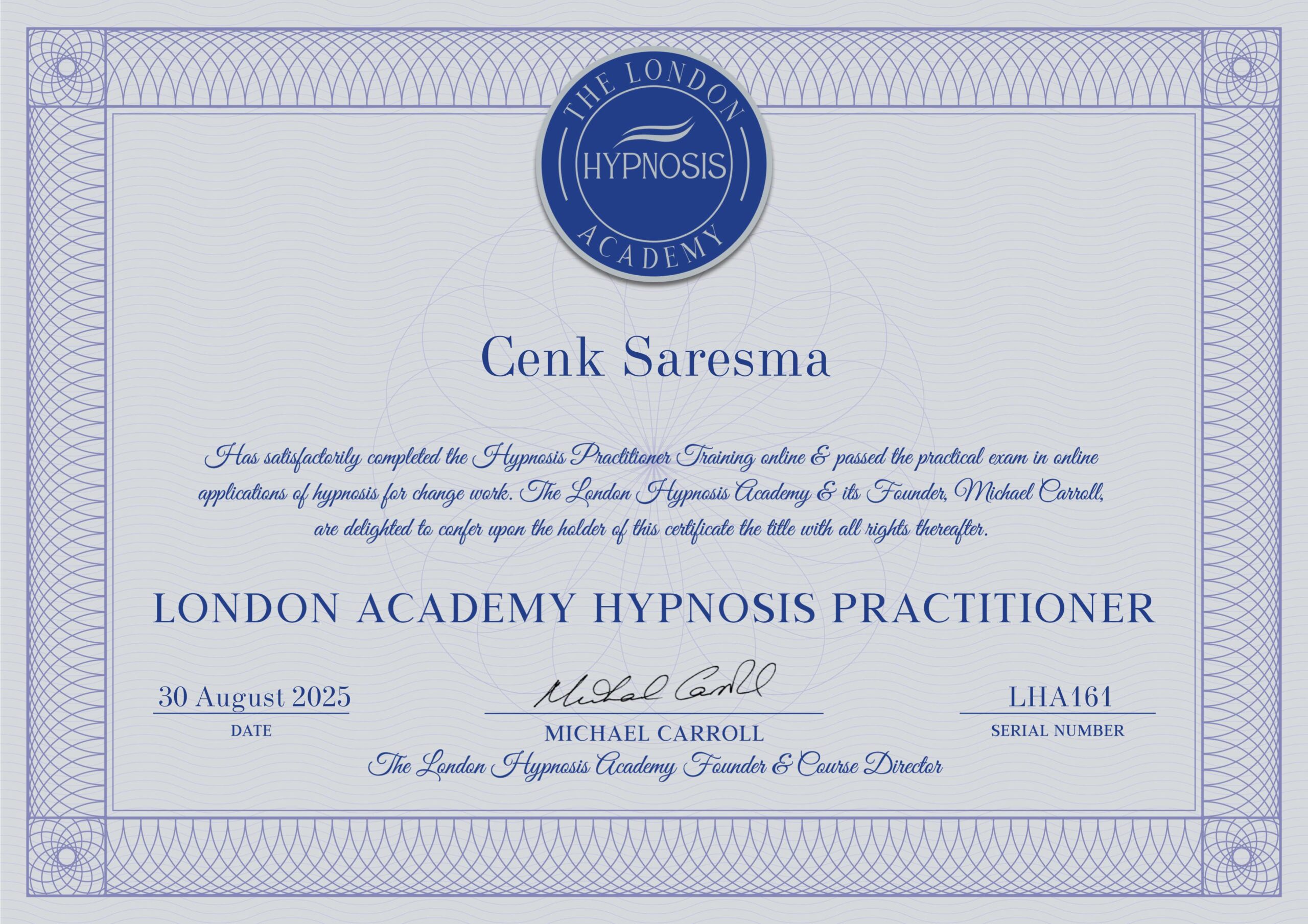 Cenk Saresma LHA Practitioner SN LHA 161