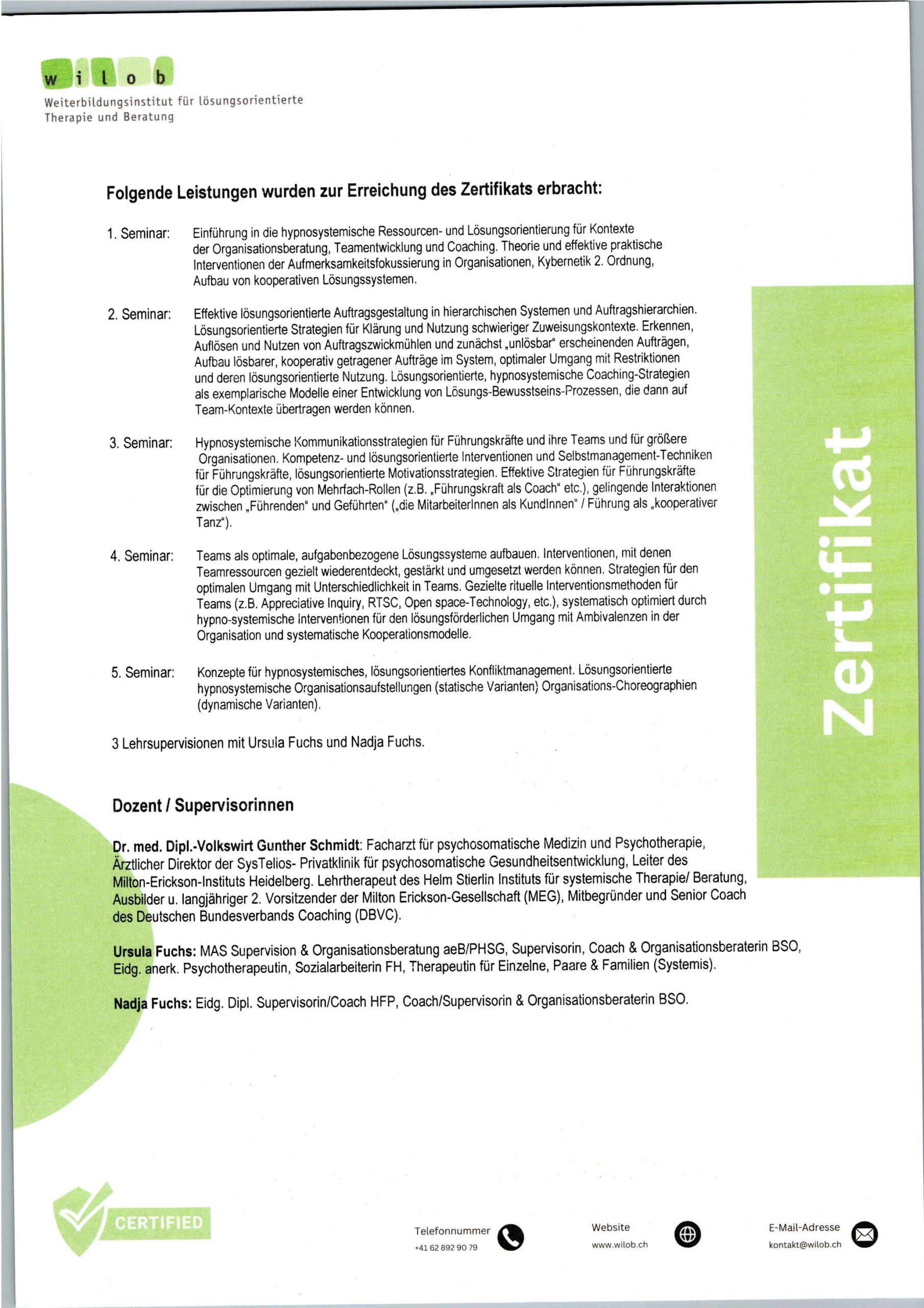 Zertifikat Wilob 2